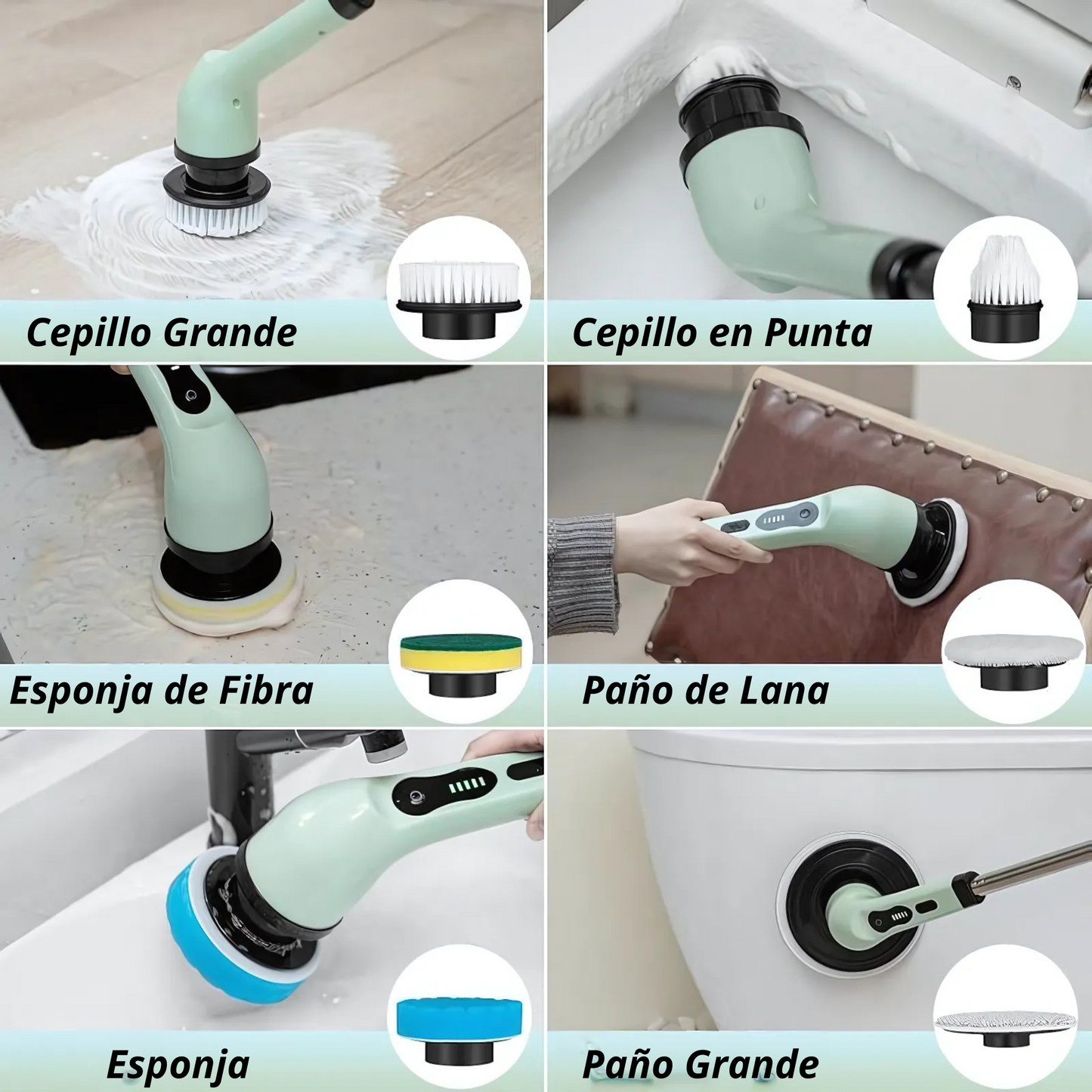 Set de Cepillo de Limpieza Potente para Múltiples Superficies – 9 Cabezales